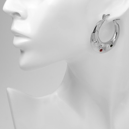 Earrings with rhinestones "Shine of evening" border, red color in silver-3