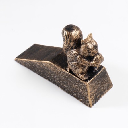 Stopper door cast iron "Squirrel" Golden Patina 11x4x14 cm-2