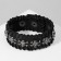 Bracelet Skin "Skull" with bones, black color with silver, 20 cm