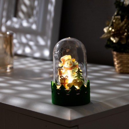 LED figure under the dome "Snowman" 6 × 10 × 6 cm, wood, batteries LR1130X3, glow warm white