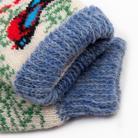 Nosk children's woolen "Bullfinch in the forest", white color, size 12-2