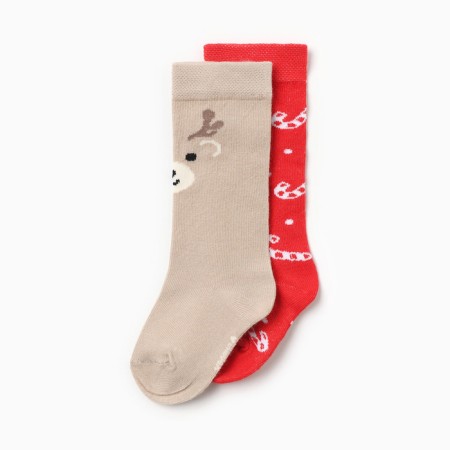 Golfs children's 2 pairs of crumb I, 10-12 cm, beige / red-1