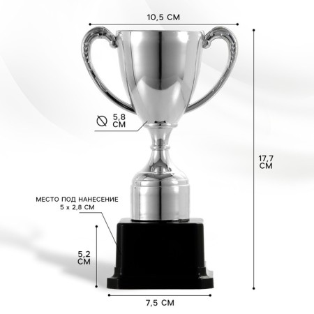 Cup 113, award figure, silver, plastic stand, 17.7 x 10.5 x 7.5 cm.-1