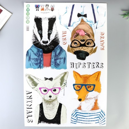 Interior plastic sticker "Animal hipsters" 60x90 cm-1