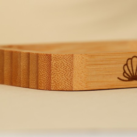 Wooden soap dish "SOAP", square, bamboo-5