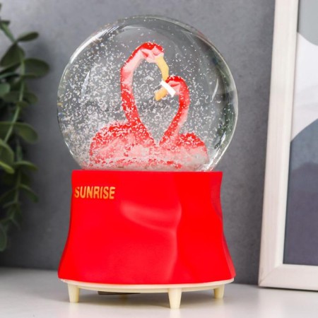 Souvenir Polystone Water Ball Music "Flamingo" is spinning d = 10 cm 15.5x10x10 cm-3