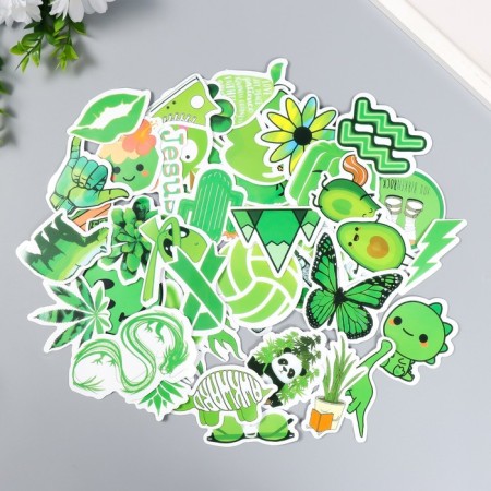 Set of stickers "Green Supers" 50 pcs 3-8.5 cm