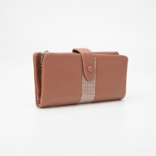 Women's wallet on the button, pink color