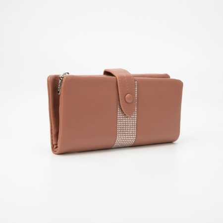 Women's wallet on the button, pink color