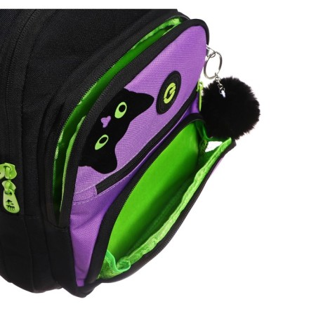 School backpack, 39 x 30 x 19 cm, Grizzly, ergonomic back, + keychain, black/purple-9