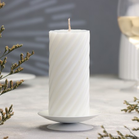 Lotus candlestick metal per 1 candle, 7.5x2 cm, white