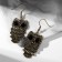 Earrings metal Art owl, black color in black gold