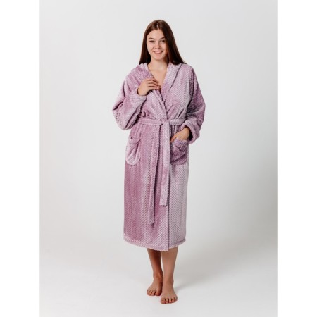 Women's robe with a hood, size 54, plum color
