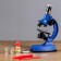 Microscope, increase in an increase in 600x, 300x, 100x, with backlight, 2AA, blue