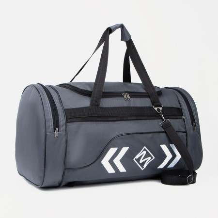 Sports bag, lightning department, 3 outer pockets, long belt, gray color