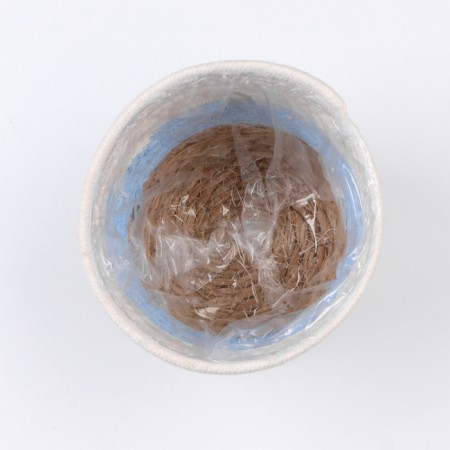 Kashpo wicker "Namibia", 17.5x17.5x16 cm, natural, blue, white-4