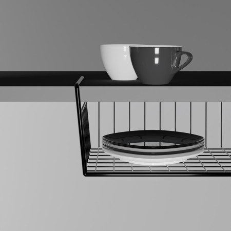 Mesh -mounted mesh -mounted basket 40 × 26 × 10 cm, black color-7