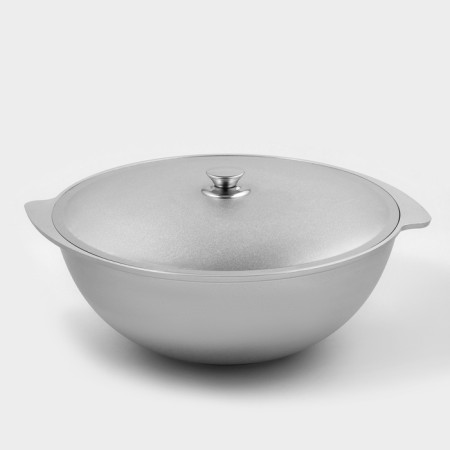 Cauldron for pilaf, 12 l, aluminum lid, cast pens, silver color