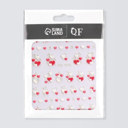 Nail stickers 6.5*5.5cm hearts CO-046 red/white volume Subway QF-1