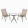 Set of garden furniture: table + 2 stools, brown, textile