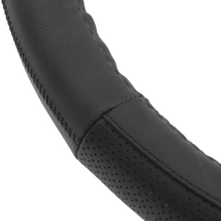 Cartage steering, genuine leather, perforation, size 38 cm, black-1