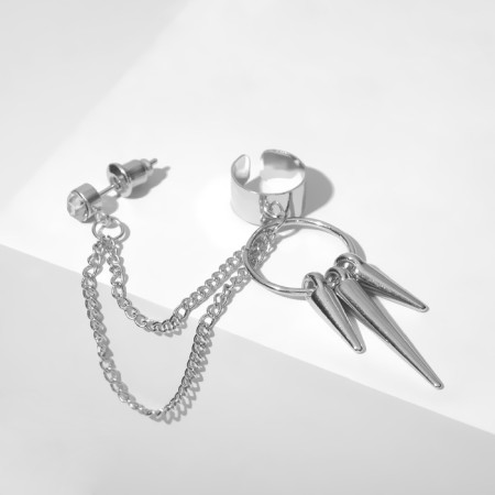 Earring "Kaff" Youth, white color in silver-3