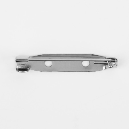 The base for brooches, 2 holes, 32 mm, 10 pcs, silver color-5