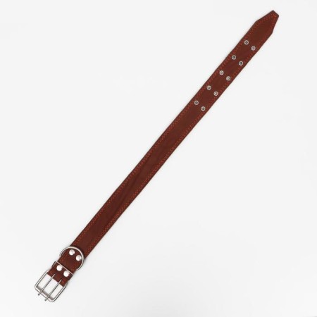 Collar combined leather/tarpaulin, 83 x 4.5 cm, Osh 50-70 cm, brown-2