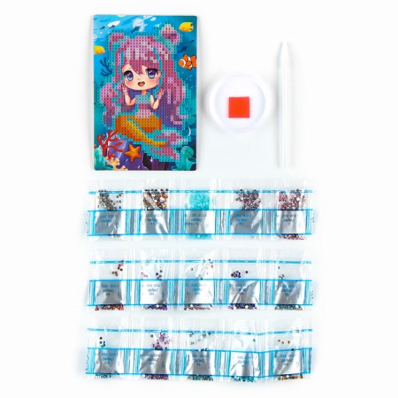 Diamond mosaic for children with luminous rhinestones "Sweet Rusalka", 10 x 15 cm, set for creativity-2