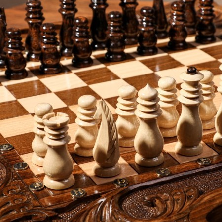 Hand-handed chess-wagon-work "Universal", with a pen, 50x27 cm, an array of walnut, Armenia-3