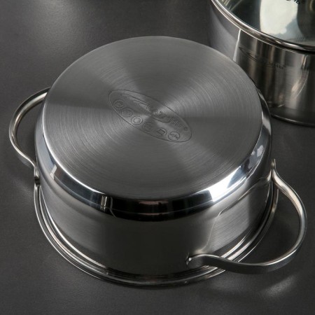 Set of pan "Alta", 3 subjects: 2.2 l, 3.2 l, 4.2 l, glass covers, induction-2