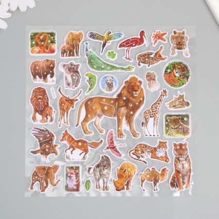 Sticked plastic convex "Beasts and birds" mix 2 sheets 33.5x21.7 cm-2