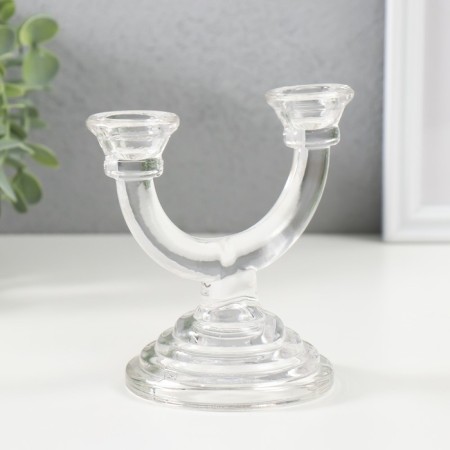 Glass of Glass for 2 candles "frapp" transparent 9x14x12 cm-2