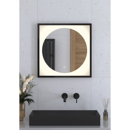 A mirror in a baguette frame with a 12 W LED light, 60x60 cm, sensory switch, warm white light,-2