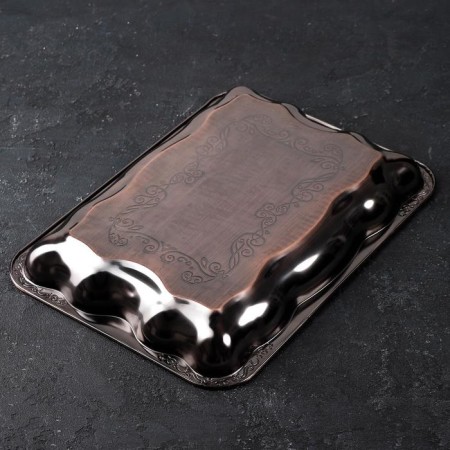 Stainless steel tray “Dark”, 37 × 26 × 4 cm, bronze color-2