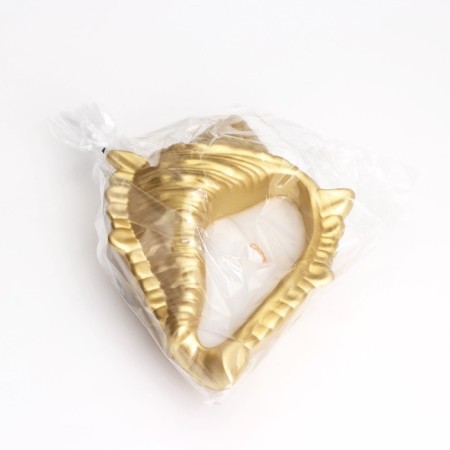 Candle "shell" in the candlestick of gypsum large, 17x11x5.5cm, gold-4