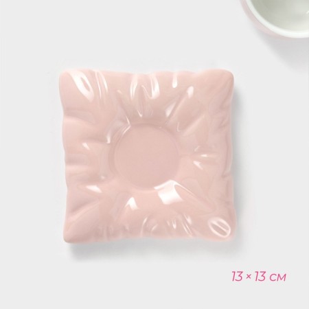 Tea steam ceramic with a spoon "Zephar", 2 items: a cup 250 ml, a saucer d = 13 cm, pink color-6