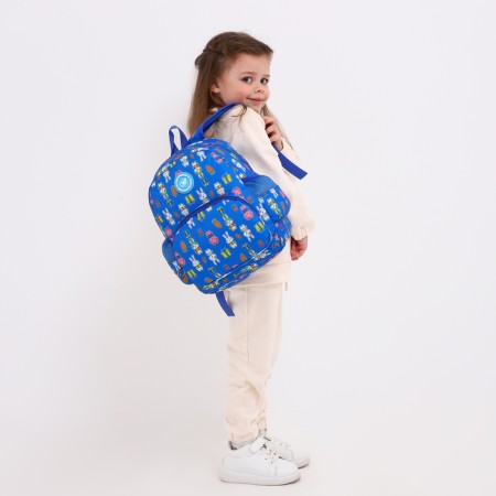 Baby backpack on lightning, external pocket, blue color-2