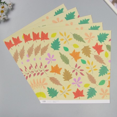 Scrapbooking paper "Autumn leaves" density 180 grams set 5 pcs 30.5x32 cm-1