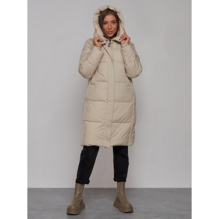 Coat insulated winter female, size 48, beige color-4
