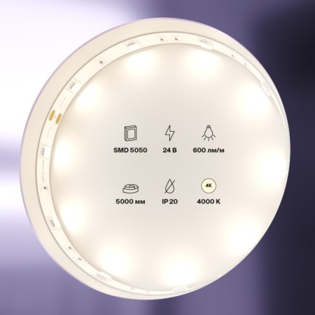 LED strip LED strip 10161, 5000x10x2 mm, LED, 7.2W, 600LM, 4000K, white color-4
