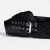 Women's belt, width 12 cm, metal buckle, grirts, black color
