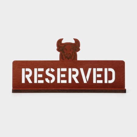 Desktop tablet "Reserved with a bull", plywood, 20 × 10 × 5 cm, dark color-1