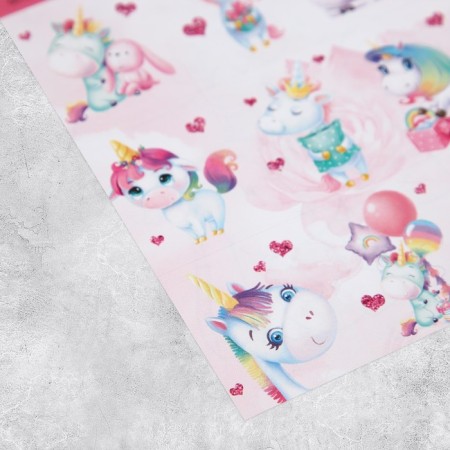 Paper stickers "unicorns", with coloring on the back, 11 × 15.5 cm-3