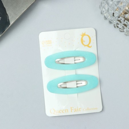 Invisibility for hair "Adeli" (set 2 pcs) shine oval, 5 cm, turquoise