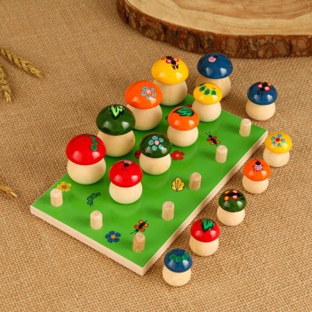 Set for the development of the logic "Mushrooms", 15 pcs 2-4.5 cm, board 12x24 cm-3