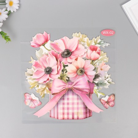 Interior plastic sticker "Pink bouquet" 40x31 cm