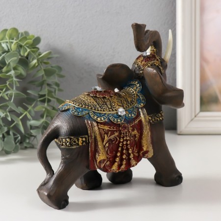 Polystone souvenir "Dark Elephant in Red Popone" MIX 16.5x8x17.5 cm-3