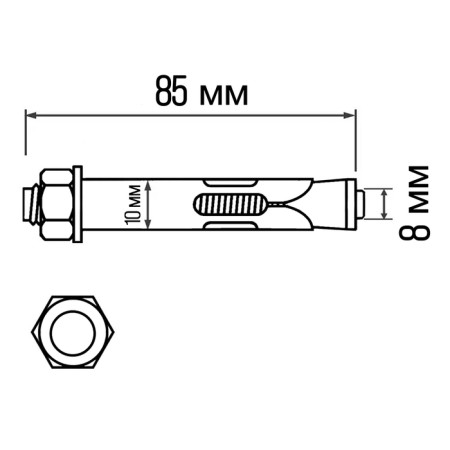 Anchor bolt of the bison, yellow -recorded, 10x85 mm, 40 pcs-3