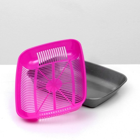 Rounded toilet with a mesh of 33.5 x 25 x 6 cm, Magenta/Gray-4